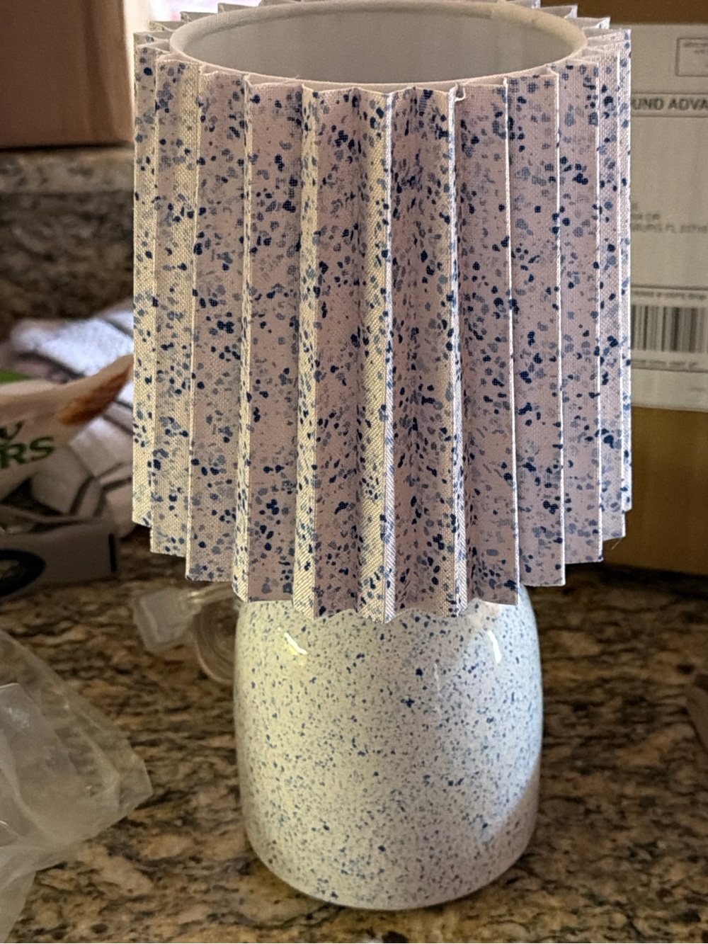 Set of 2 Speckled Mini Ceramic Table Lamps Room Essential Pleated Shade